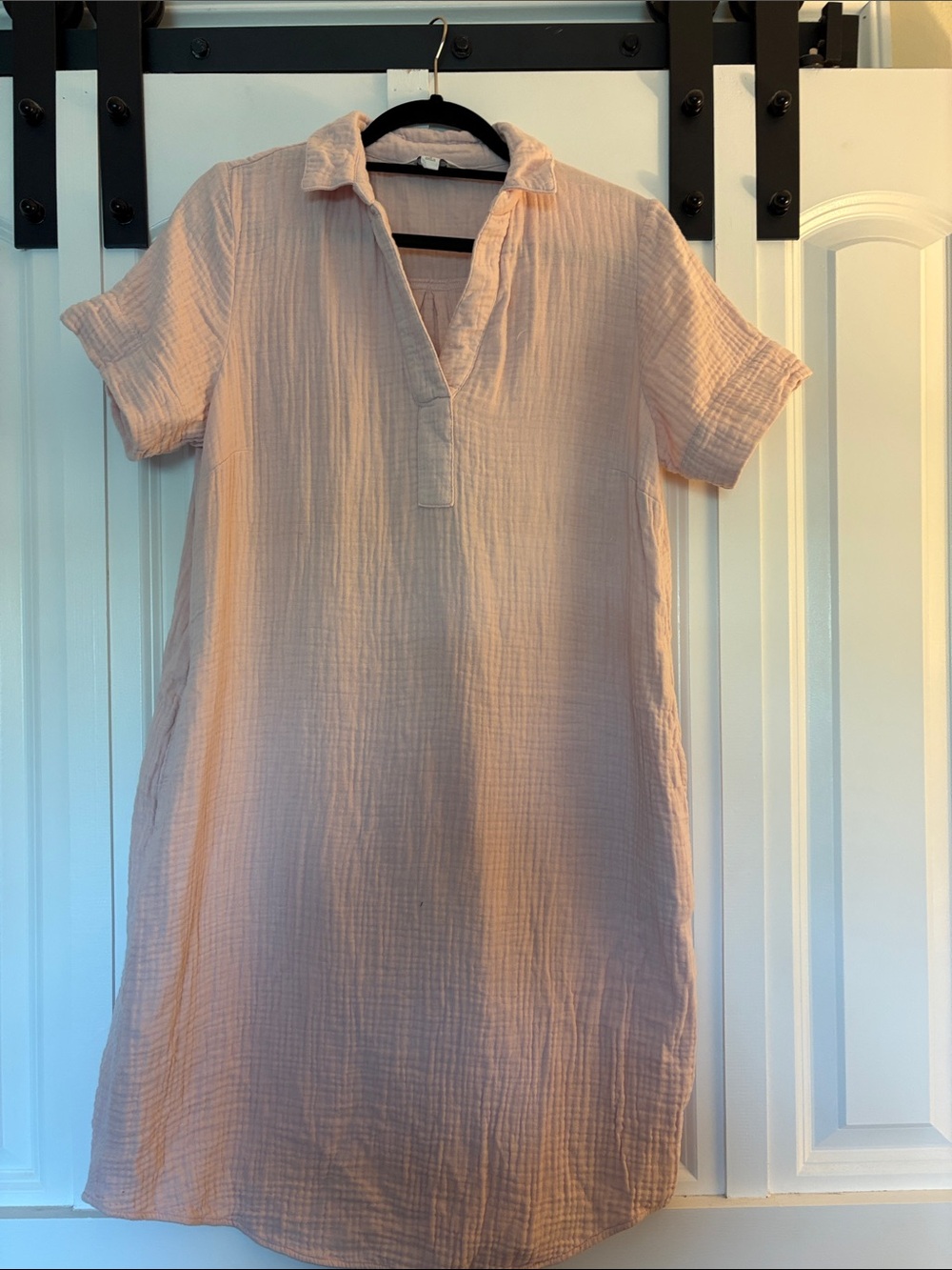 Light Pink Cotton Gauze Shirt Dress